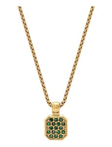 Gold Necklace With Green Cz Square Pendant Kaulakoru Korut Gold Nialay...