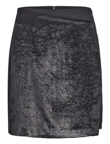 Cannes Asymetrical Velvet Skirt Lyhyt Hame Black Tamaris Apparel