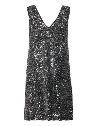 Objkinne Mira S/L Sequin Dress 129 Div Lyhyt Mekko Grey Object