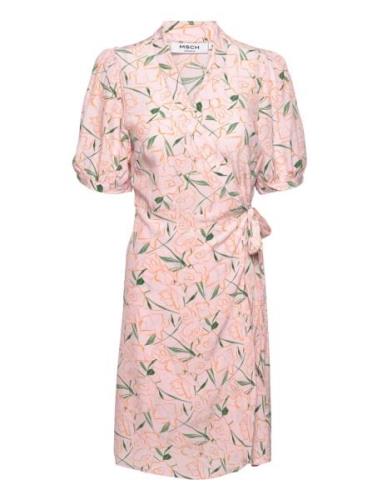 Mschtenya Lyvia Wrap Dress Aop Lyhyt Mekko Pink MSCH Copenhagen