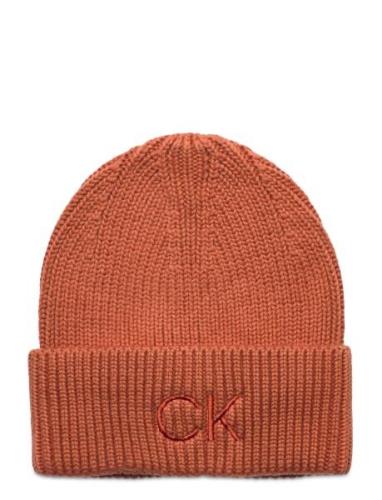 Re-Lock Beanie W/Emb Accessories Headwear Beanies Orange Calvin Klein