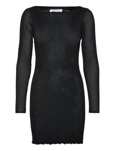 Metallic Sweater Dress Lyhyt Mekko Black Calvin Klein Jeans