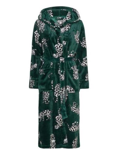 Robe Long Flannel Fleece Cats Aamutakki Green Hunkemöller