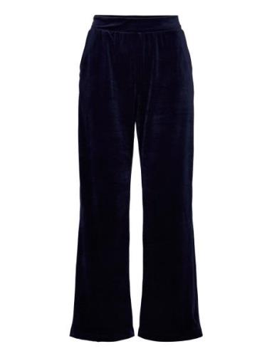 Pant Straight Leg Velours Pyjamahousut Olohousut Navy Hunkemöller