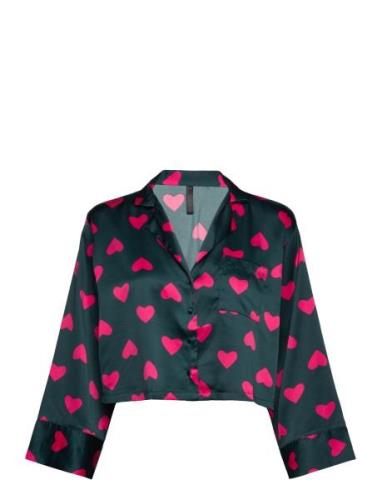 Jacket Ls Satin Hearts Toppi Black Hunkemöller