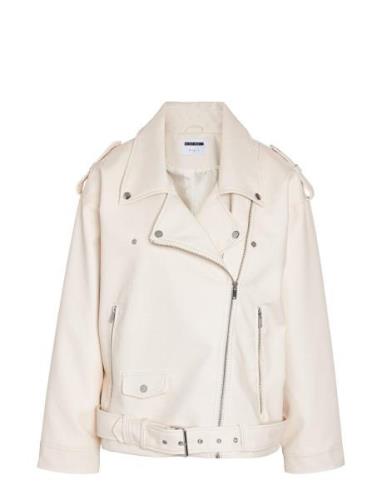 Nmpaulina Over Biker Jacket Noos Nahkatakki Cream NOISY MAY