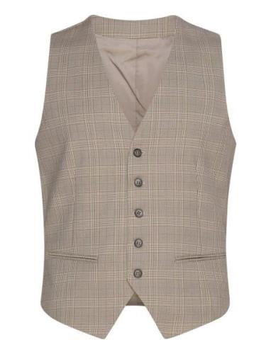 Checked Stretch Waistcoat Puvun Liivi Beige Lindbergh