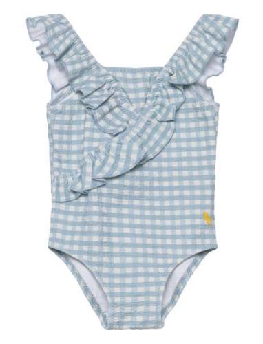 Baby Vichy Ruffle Swimsuit Uimapuku Uima-asut Blue Bobo Choses