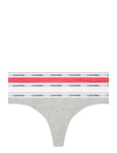 Thong 3Pk Stringit Alusvaatteet Grey Calvin Klein