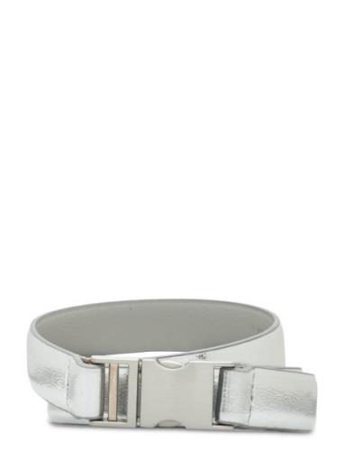 Metal Fastening Leather Belt Vyö Silver Mango