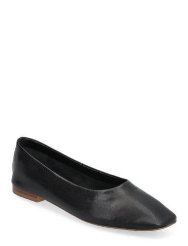 Leather Ballet Flats Ballerinat Black Mango