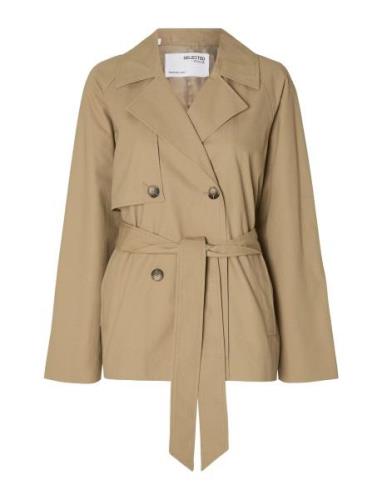 Slfbelinda Short Trench Coat Trenssi Takki Beige Selected Femme