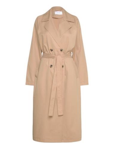 Vijancine L/S Long Trenchcoat - Noos Ohut Pitkä Takki Beige Vila