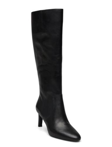 Caelynn Ii Burnished Leather Tall Boot Korkeavartiset Saapikkaat Black...