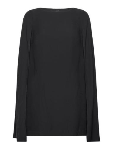 Cape Georgette Cocktail Dress Lyhyt Mekko Black Lauren Ralph Lauren