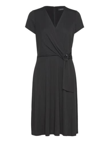 Surplice Jersey Dress Lyhyt Mekko Black Lauren Ralph Lauren