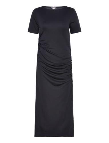 Slash Nk Rouched Midi Dress Ss Polvipituinen Mekko Black Tommy Hilfige...