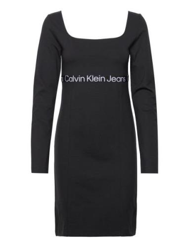 Logo Elastic Milano Dress Polvipituinen Mekko Black Calvin Klein Jeans