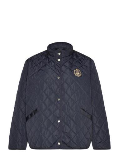 Crest-Patch Quilted Mockneck Jacket Tikkitakki Navy Lauren Women