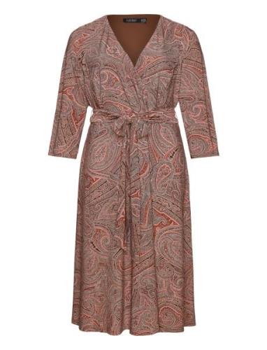 Paisley Surplice Stretch Jersey Dress Polvipituinen Mekko Brown Lauren...