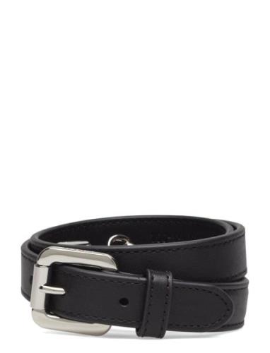 Leather Double-Buckle Skinny Belt Vyö Black Lauren Ralph Lauren