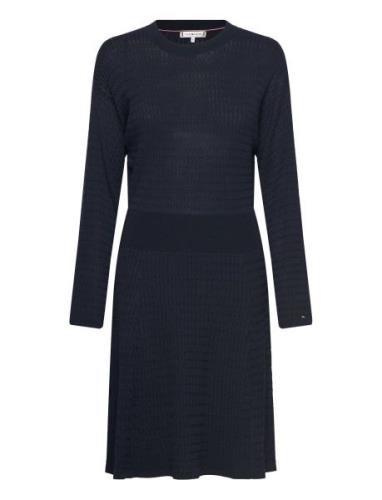 Micro Cable F&F Dress Polvipituinen Mekko Black Tommy Hilfiger