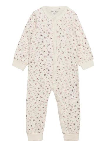 Nightsuit W. Aop Pyjama Sie Jumpsuit Haalari Cream CeLaVi