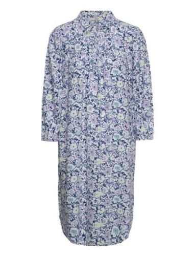 Viscose Midi Dress With All-Over Print Polvipituinen Mekko Blue Esprit...