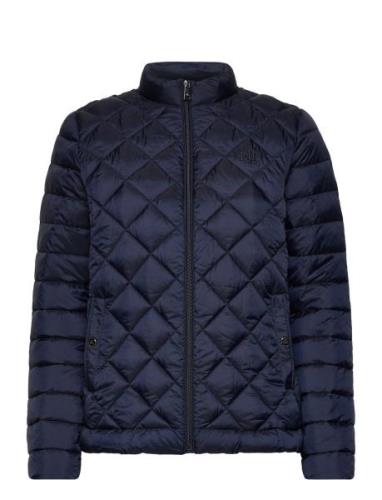 Diamond-Quilted Puffer Coat Vuorillinen Takki Topattu Takki Navy Laure...