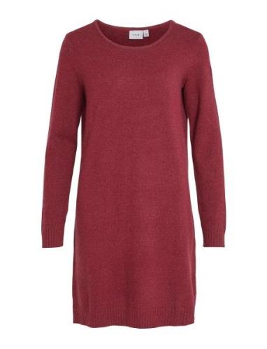 Viril L/S Knit Dress - Noos Polvipituinen Mekko Red Vila