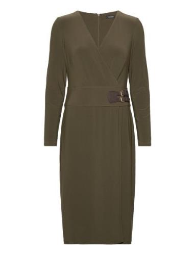 Buckled Jersey Dress Polvipituinen Mekko Green Lauren Ralph Lauren