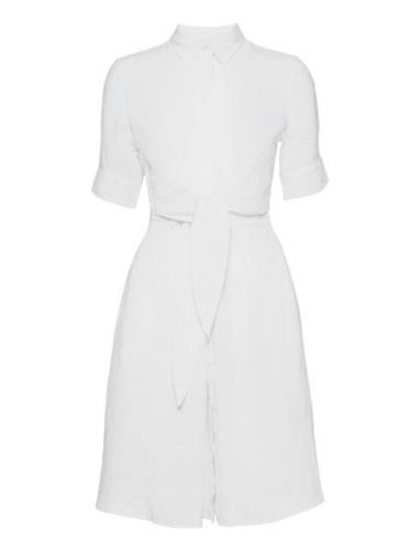 Linen Shirtdress Polvipituinen Mekko White Lauren Ralph Lauren