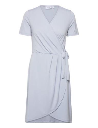 Vinayeli S/S Knee Wrap Dress/Su - Noos Polvipituinen Mekko Blue Vila