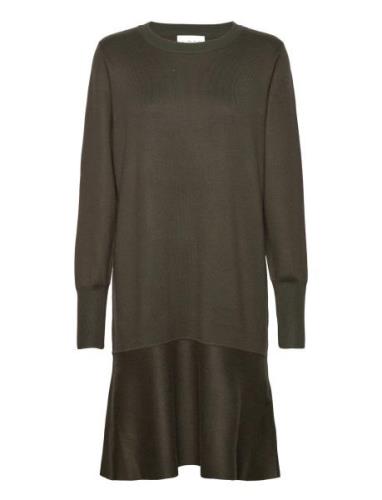 Als Short Knit Dress Polvipituinen Mekko Khaki Green NORR