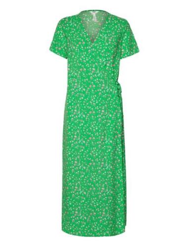 Objema Elise S/S Long Wrap Dress Rep . C Polvipituinen Mekko Green Obj...