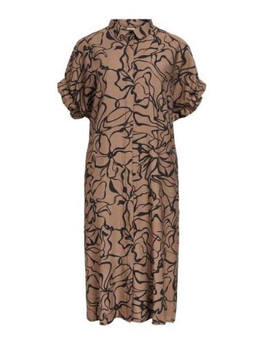 Objtiana Ss Shirt Dress A Ss Fair 22 Polvipituinen Mekko Brown Object