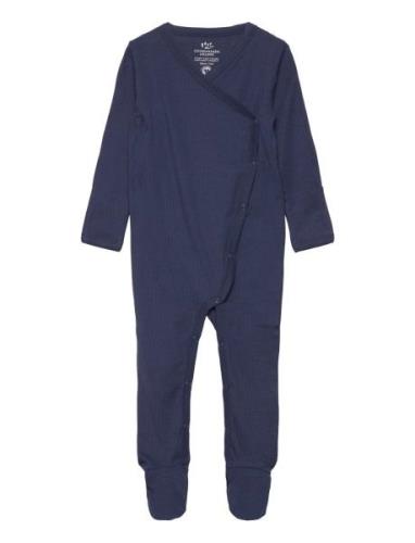 Rib Jersey Full Body Crossover Pyjama Sie Jumpsuit Haalari Navy Copenh...