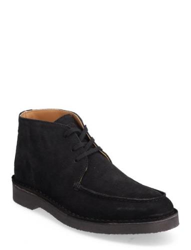 Slhriga New Suede Moc-Toe Chukka B Desert-kengät Nauhakengät Black Sel...