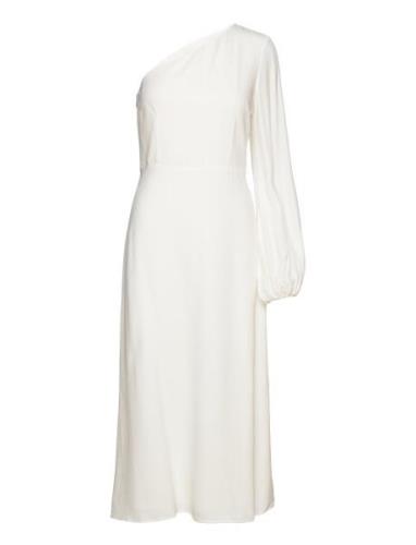 Long Midi Length 1-Shoulder Dress Polvipituinen Mekko White IVY OAK