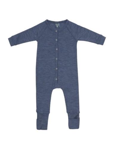 Night Suit, Denim Melange Drop Needle, Merino Wool Pyjama Sie Jumpsuit...