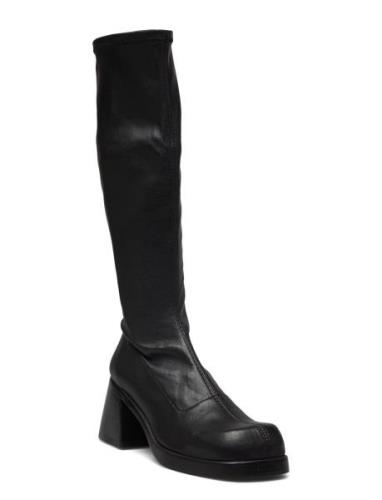 Hedy Black Stretch Tall Boots Korkeavartiset Saapikkaat Black MIISTA