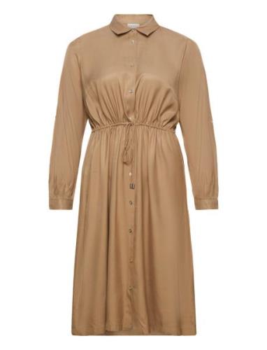 Kcdannia Shirt Dress Polvipituinen Mekko Brown Kaffe Curve