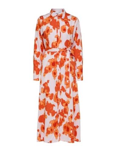 Slfnicolette Ls Ankle Shirt Dress B Polvipituinen Mekko Orange Selecte...