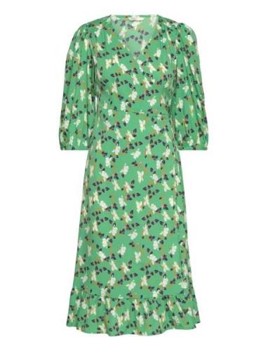 Onlolivia 3/4 Wrap Midi Dress Wvn Polvipituinen Mekko Green ONLY