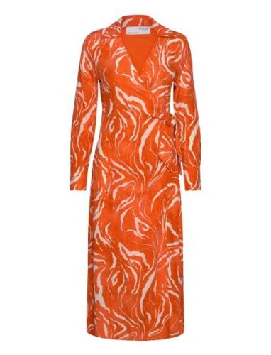 Slfsirine Ls Midi Wrap Dress B Polvipituinen Mekko Orange Selected Fem...