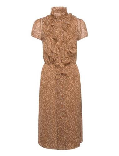 Liljasz Crinkle Ss Dress Polvipituinen Mekko Brown Saint Tropez