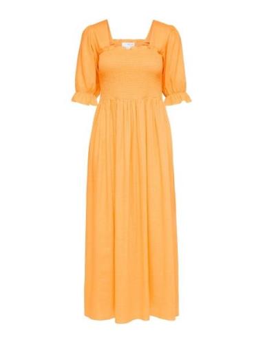 Slfjuana-Ulrikke 2/4 Smock Ankle Dress B Polvipituinen Mekko Orange Se...