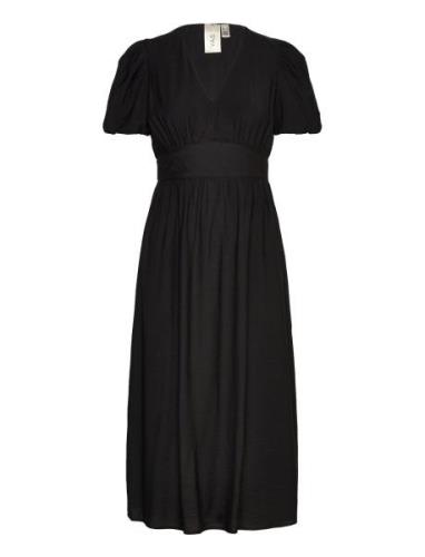 Yasclema Ss Midi Dress Polvipituinen Mekko Black YAS