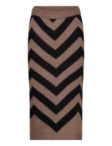 Yaskavalli Hw Midi Knit Skirt S. Polvipituinen Hame Brown YAS