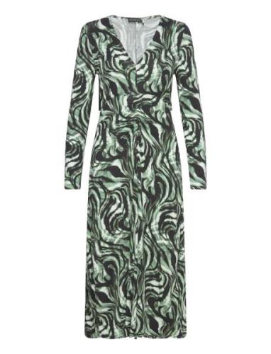 Slhanadi Printed V-Neck Dress Polvipituinen Mekko Green Soaked In Luxu...